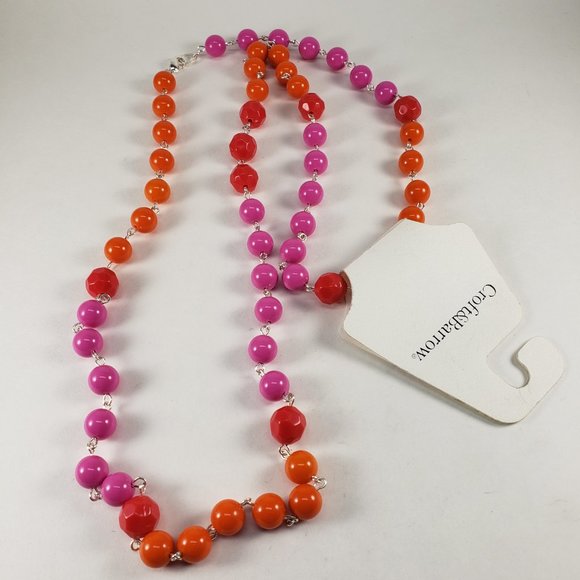 croft & barrow Jewelry - 36 inches Silver Multi color Beaded Necklace